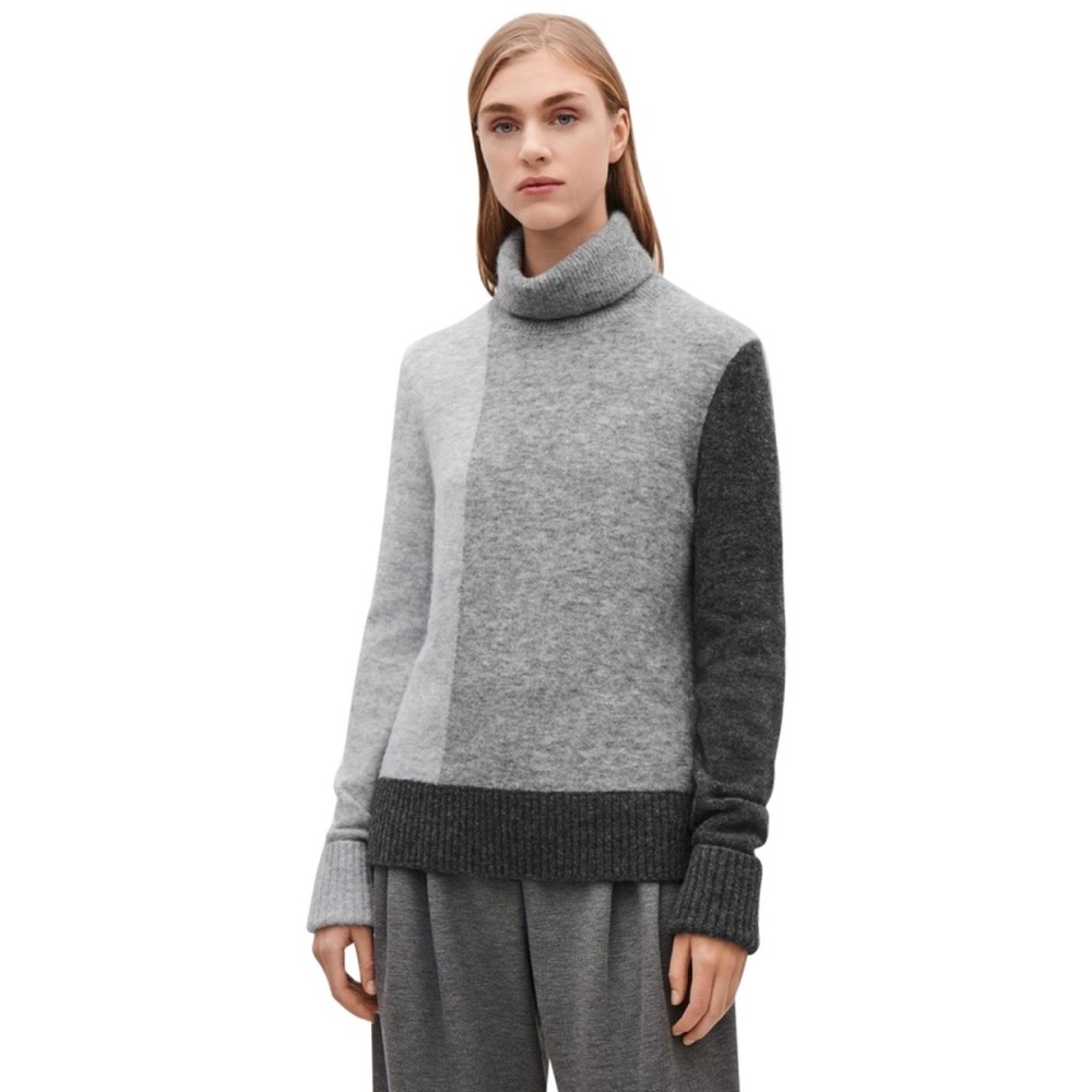 COS Colorblock Alpaca Turtleneck Oversized Loose L